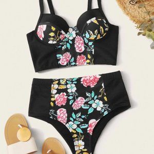 Adorable Retro High Waisted Floral Bikini NWOT
